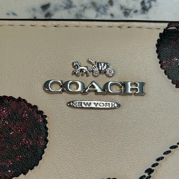 NWT Coach Snap Wallet with Cherry Print in Chalk Silver - Picture 3 of 6